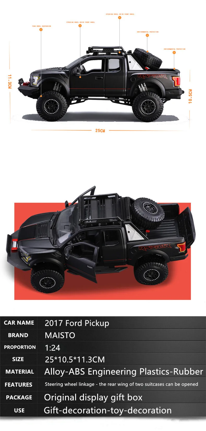 Maisto 1:24 Ford F150 pickup raptor модели автомобилей, игрушечный автомобиль высокого моделирования, подарки для детей