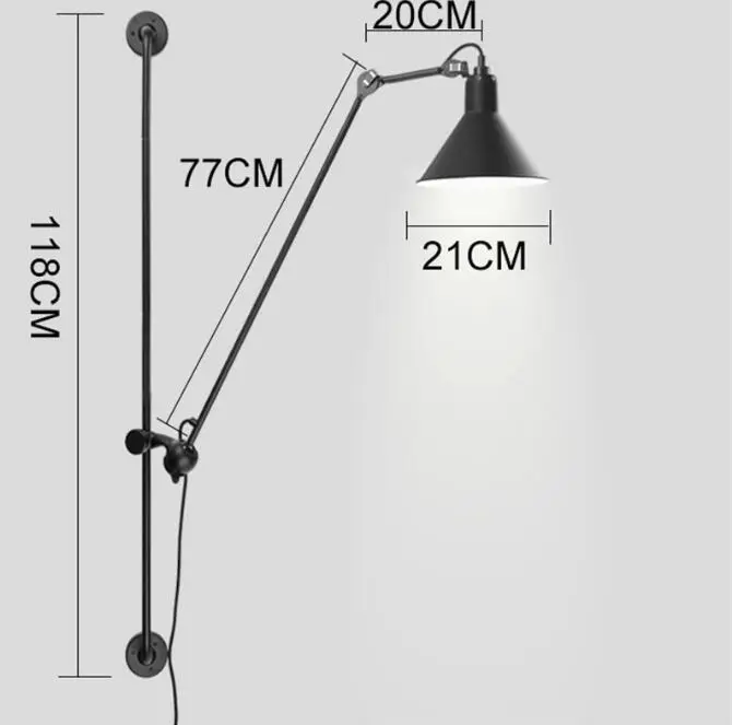 Американский Ретро промышленный вращающийся светодиодный настенный светильник большого размера 120 см крашеный металлический настенный светильник Led Bing vision для внутреннего освещения