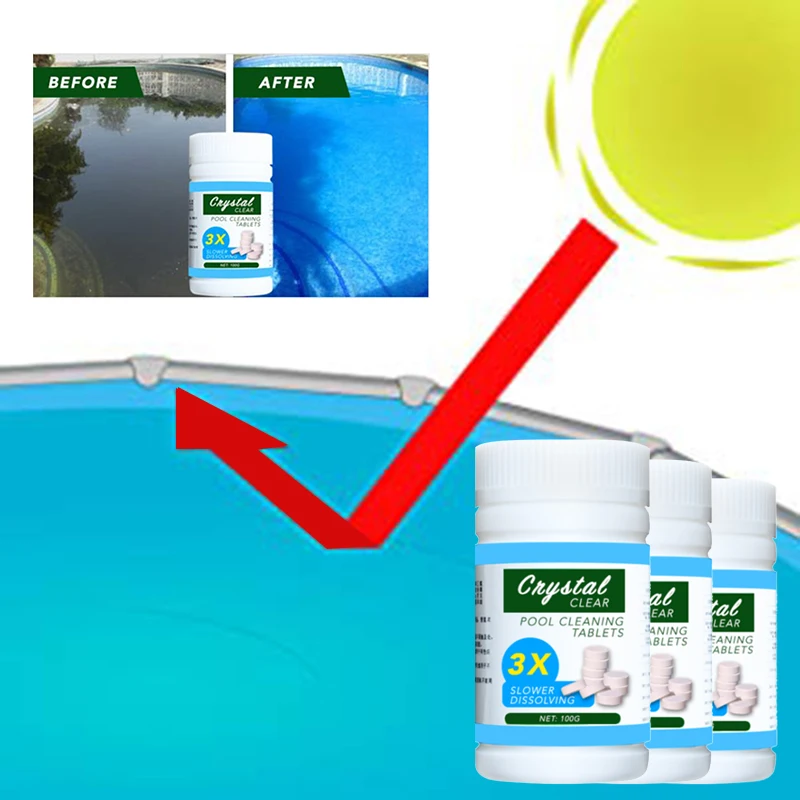 1 Bottle 100g Safe Harmless Multi-Use Cleaning Tablet Swimming Pool Effervescent Disinfectant Chlorine Tablets Bath Tub Purifier