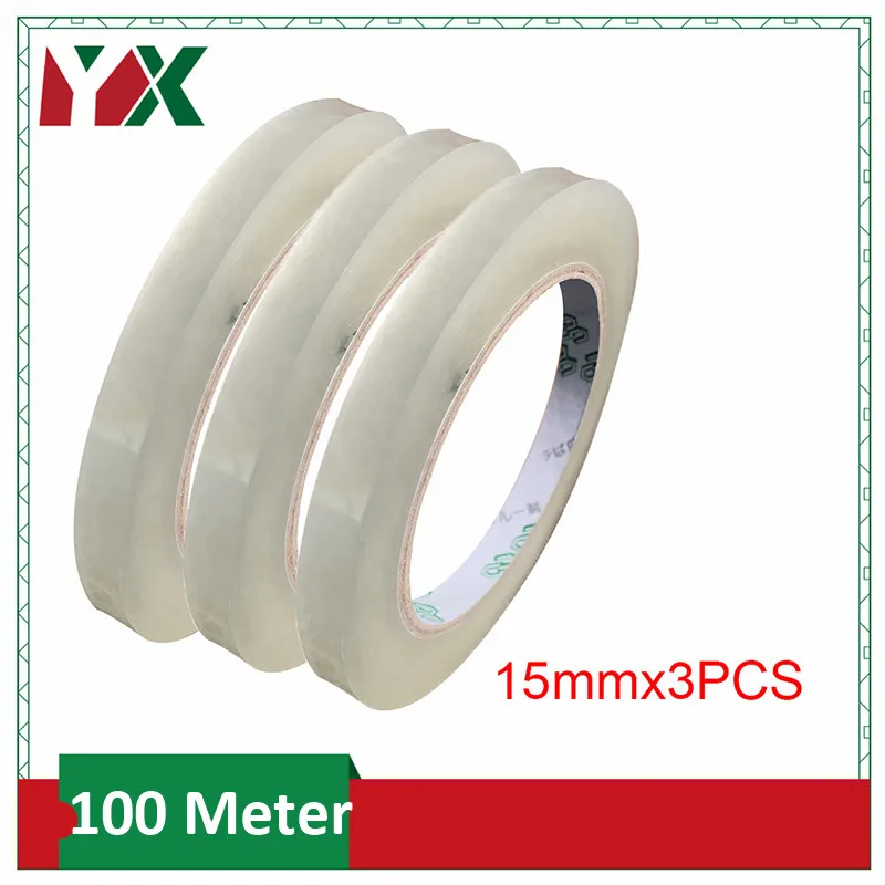 YX 3 пачки 15 мм БОПП клейкая лента упаковка картонные уплотнительные ленты толщина 0,05 мм БОПП прозрачные клейкие ленты 100 м