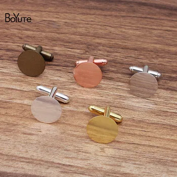 

BoYuTe (10 Pieces/Lot) Metal Brass French Cufflinks with 15MM Flat Base Diy Hand Made Cufflink Settings Jewelry Accessories