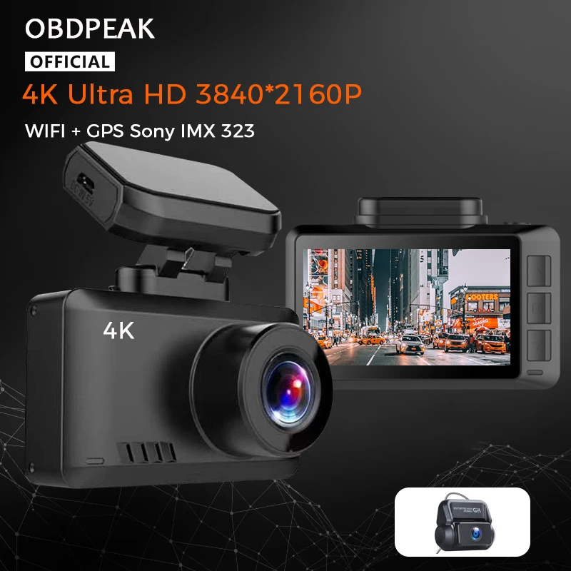 Автомобильный видеорегистратор 4K с Wi Fi GPS треком 3840*2160P 30 кадров в секунду Ultra HD