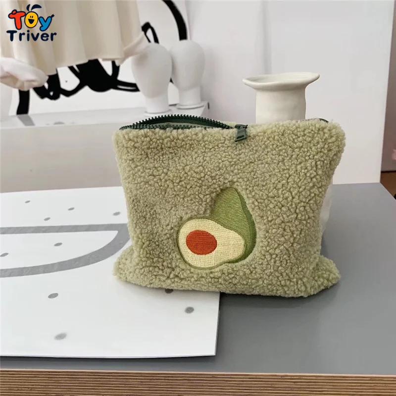 One Piece Kawaii Smile Sunflower Avocado Plush Toy Purse Wallet Cosmetic Make Up Pouch Wallet Kids 2