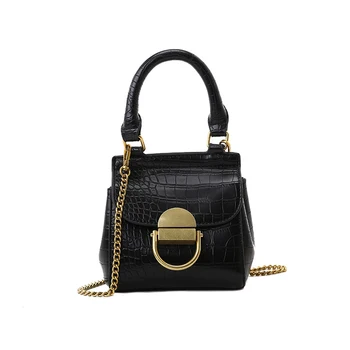 

Simple and versatile women's crocodile pattern fashion design cover bag bag sweet solid color hasp shoulder messenger bag