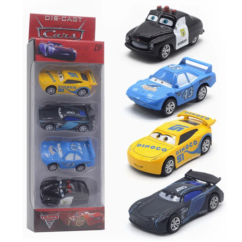 Cars-4pcs-C 7 шт./компл. disney машинок пиксара и с рисунками из мультфильма «тачки 2 3 Lightning Mcqueen джексон Storm сплавочная модель автомобиля литая игрушечная машинка рождественский подарок для мальчиков и девочек - Цвет: Cars-4pcs-C