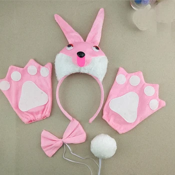 

Boy Girls Children Animal Rabbit Headband Tail Tie Gloves Cosplay Props Birthday Party Halloween Costume for Kids Carnival Gift