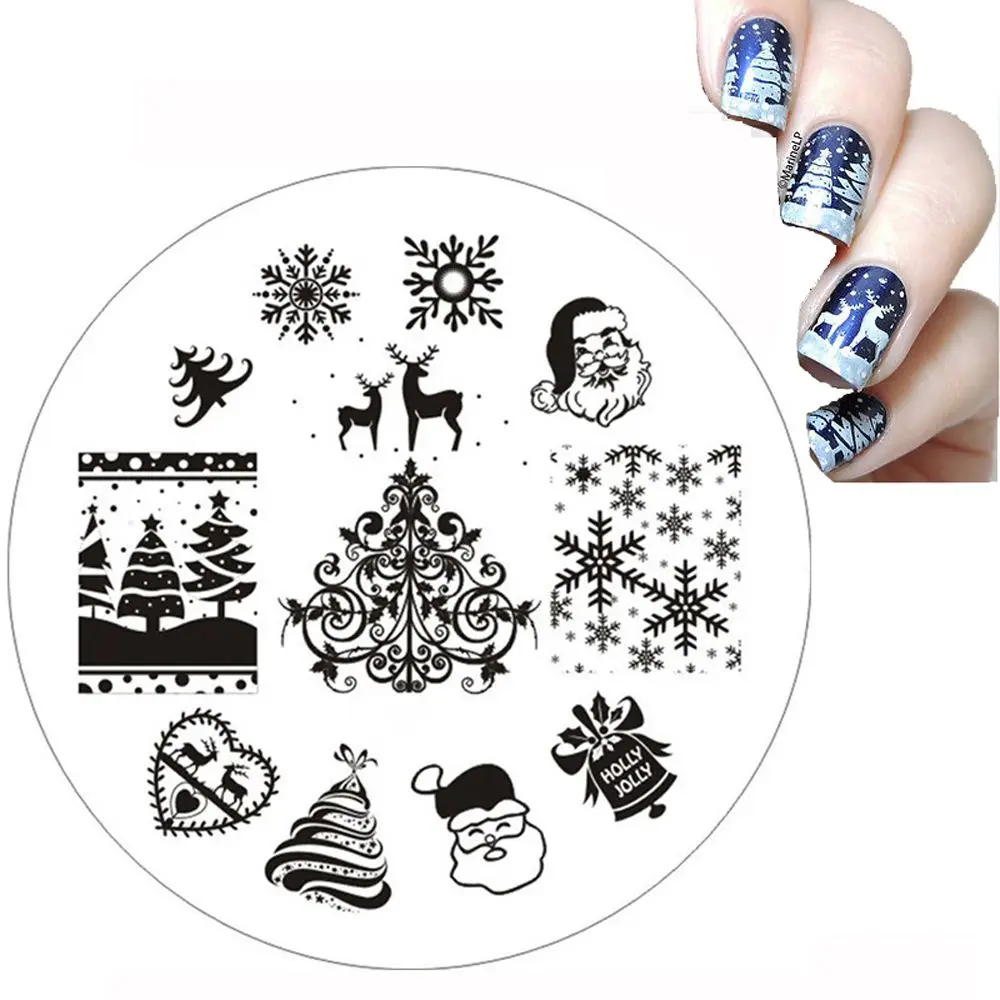 Christmas Nail Art Printing Plate 3D Fashion Pattern Polish Printing Stamping Image Stamping Plates DIY Manicure Template Tool