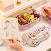 Kawaii Portable Lunch Box For Girls School Kids Plastic Picnic Bento Box Microwave Food Box With Compartments Storage Containers 4