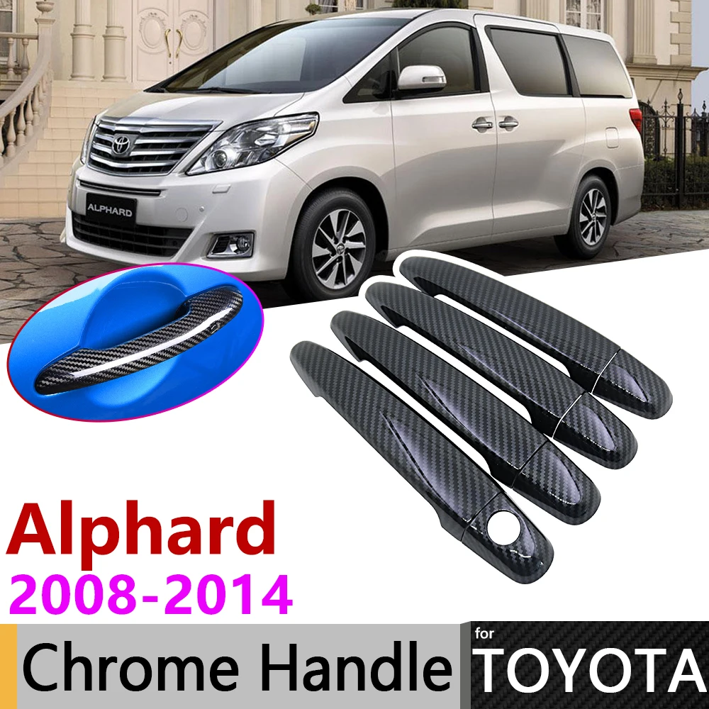 Black Carbon Fiber Door Handle Cover for Toyota Alphard Vellfire AH20 2008~2015 2014 Car Accessories Stickers Trim Set Chrome | Автомобили
