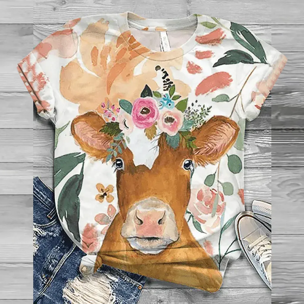 Tshirt Women Plus Size Short Sleeve 3d Animal Printed O-neck Tops Tee T-shirt Haut Camiseta Top Women Harajuku T Shirt Camisas