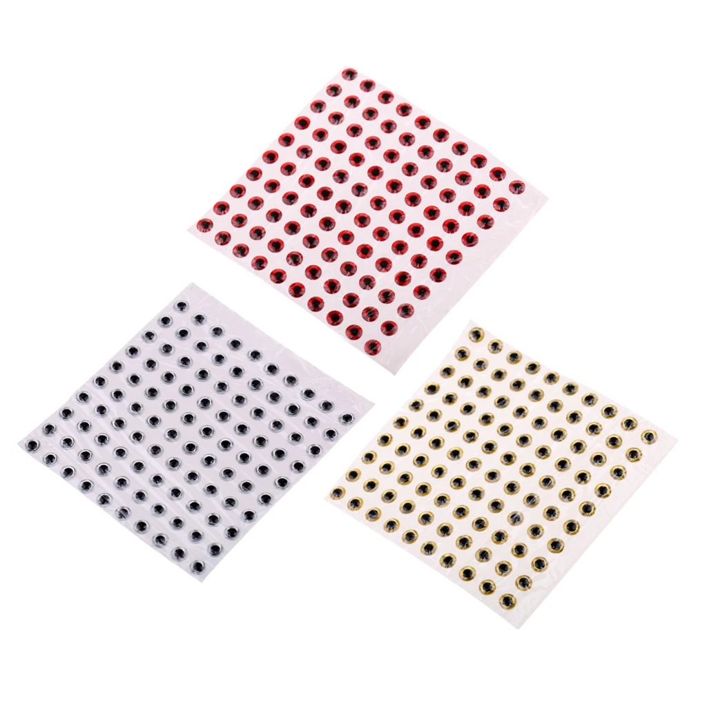 100PCS/Sheet 3D Holographic Fishing Lures Eyes DIY Round Pupil Eyes for Fishing Bait/Fly Tying/Fishing Lures for Fishing Lovers