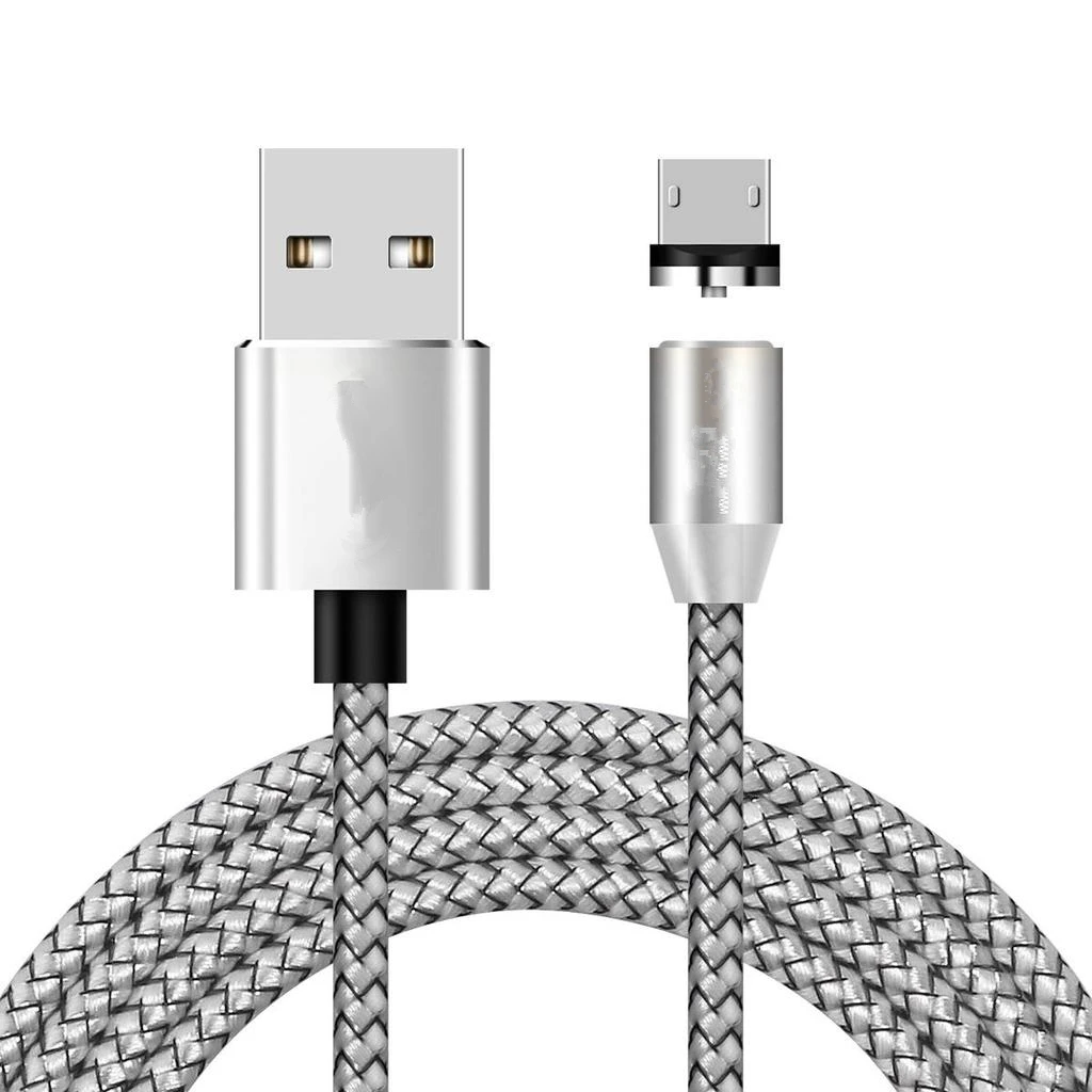 Магнитный светодиодный V8 Micro USB кабель Micro-USB зарядное устройство для samsung galaxy A10 A2 Core J4 J6 J8 Oukitel C8 K8 Android мобильный телефон - Цвет: silve Cable and Plug