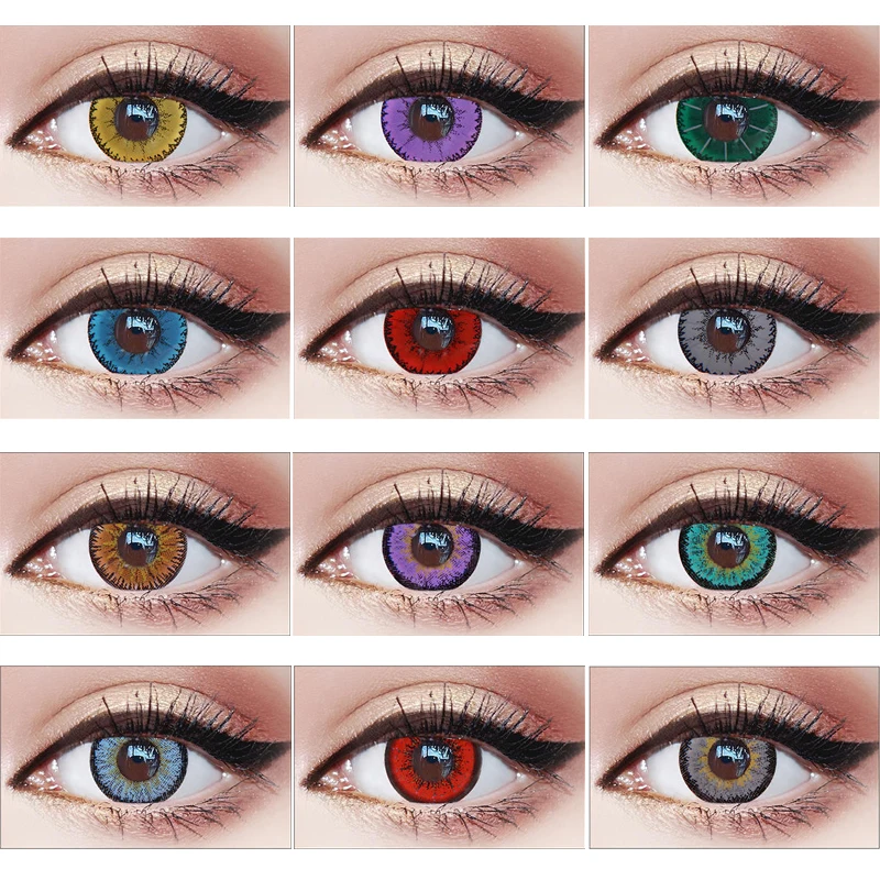 2 unids/par lentillas de disfraz de Halloween de Color de lente de contacto para los ojos lentes de Color rojo azul pequeño diablo Anime lente de contacto