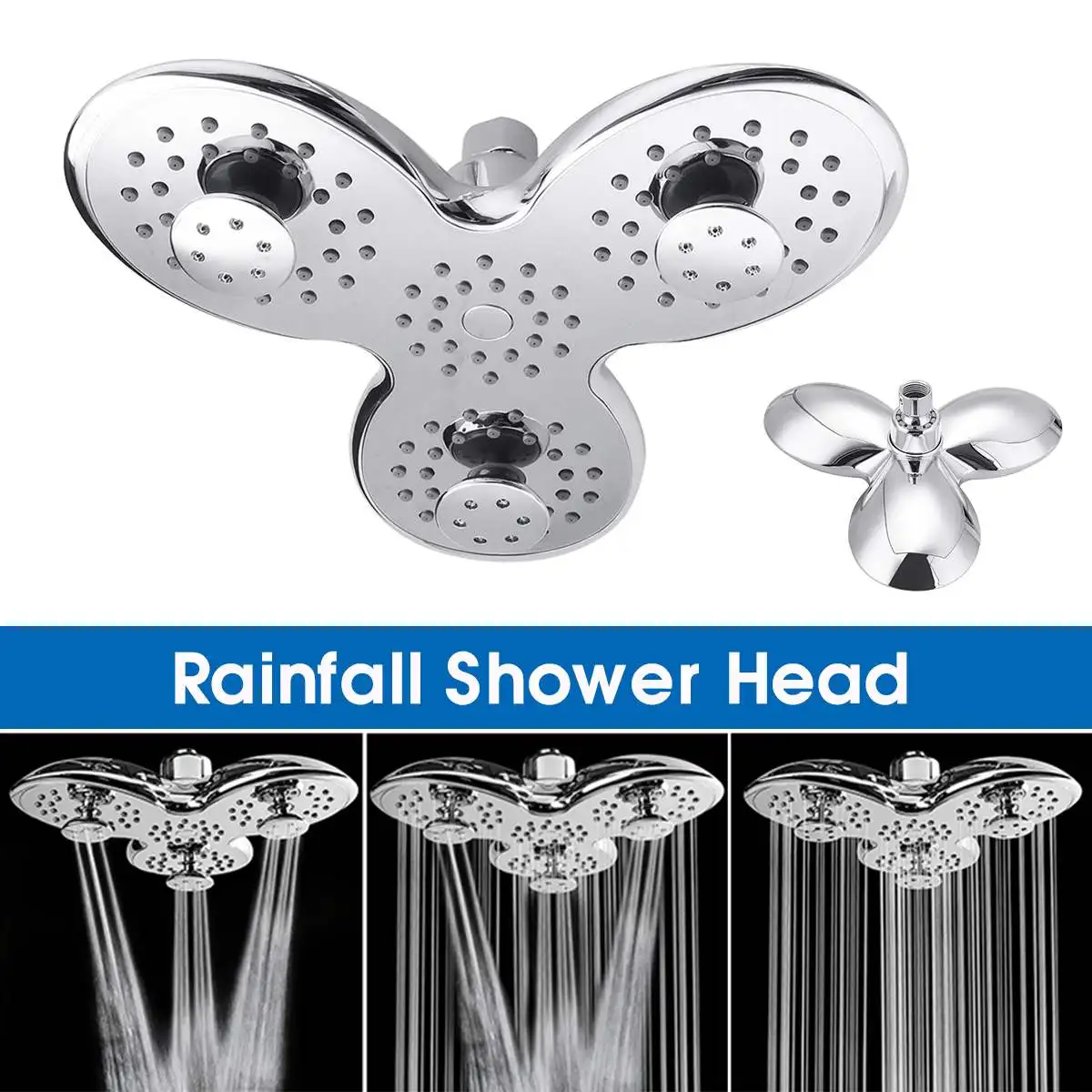 

9/10 Inch 3 Functions Bathroom Rainfall Shower Head Petal Shape Bathroom Top Shower Head Jetting Shower SPA Shower Head
