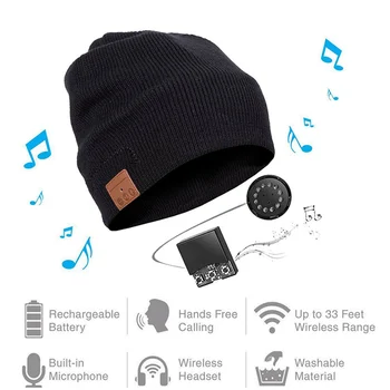 

Wireless Bluetooth 4.2 Beanie Unisex Bluetooth Hat Rechargeable Bluetooth Cap for Skiing Hiking Camping CyclingMusic cap