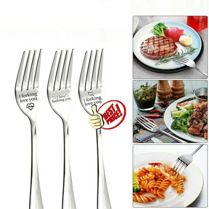 1pcs Dessert Cake Fruit Fork Stainless Steel Blessings Forks For Relatives Friends Family Tableware Cakes Dinnerware | Дом и сад