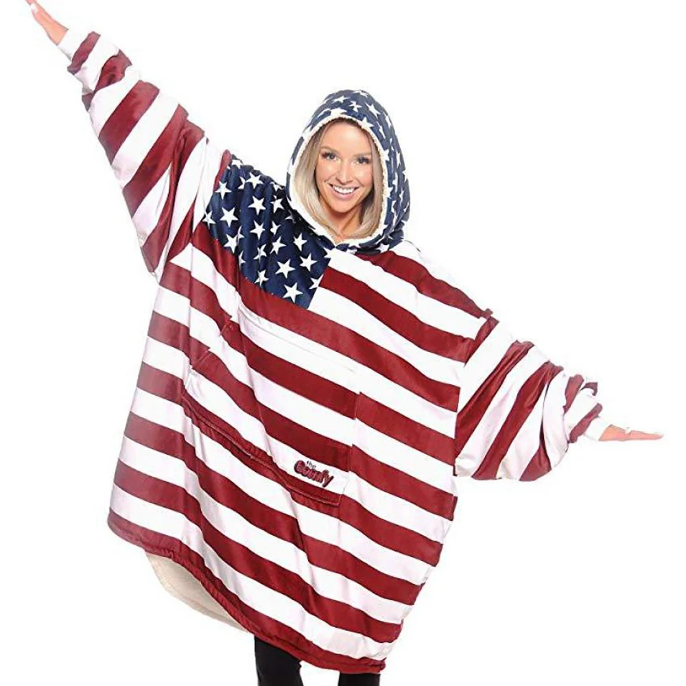 

Oversized Bat Blanket Hoodie Sweatshirt The American Flag Couples Warm Comfortable Soft Lazy TV Throw Weighted Blanket Hoodie