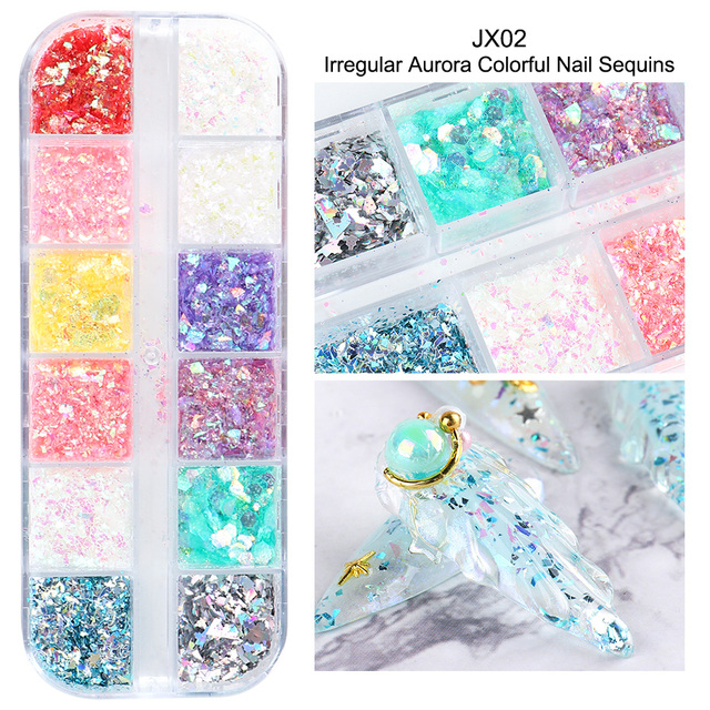 Abalone Shell Slices Nail Art Decorations 3D Broken Sea Shell Stone Flakes Aurora Charms Nails Accessories Manicure TRBY