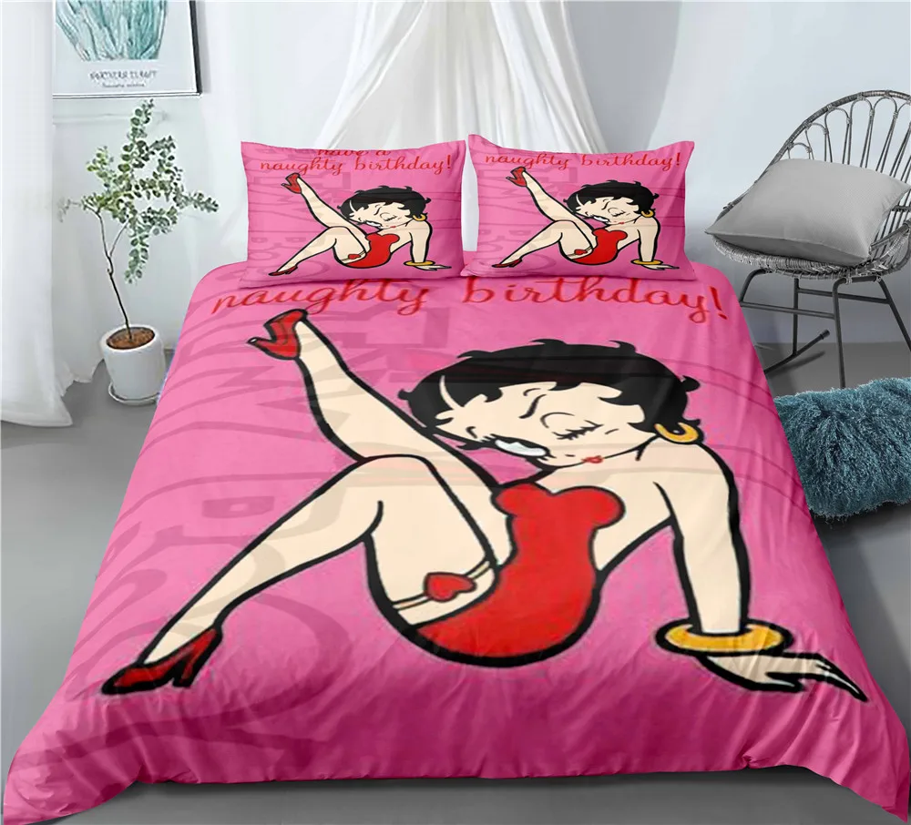 Домашний текстиль 3D Betty Boop набор пододеяльников с наволочкой украшение для