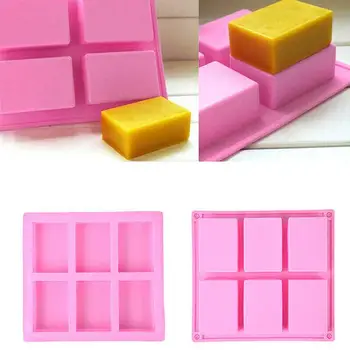 

6 Cavity Silicone Soap Mold DIY Handmade Craft Soap Basic Plain Making Rectangle Mould J9P9