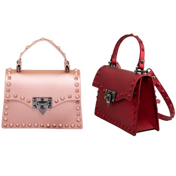 

Women Messenger Bags Handbags Jelly Bag PVC Leather(Small Red) & Jelly Bag Fashion Shoulder Bag Rose Gold S