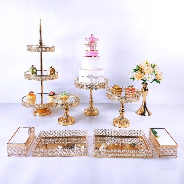 Présentoir À Gâteaux Plaqué Or, 1 Pièce, Ensemble De Support À Cupcakes  Avec Miroir En Métal Cristal, Décorations Sur Socle À Dessert, Présentoir  De Fête, Plateau À Gâteaux - Gâteau Outils - AliExpress