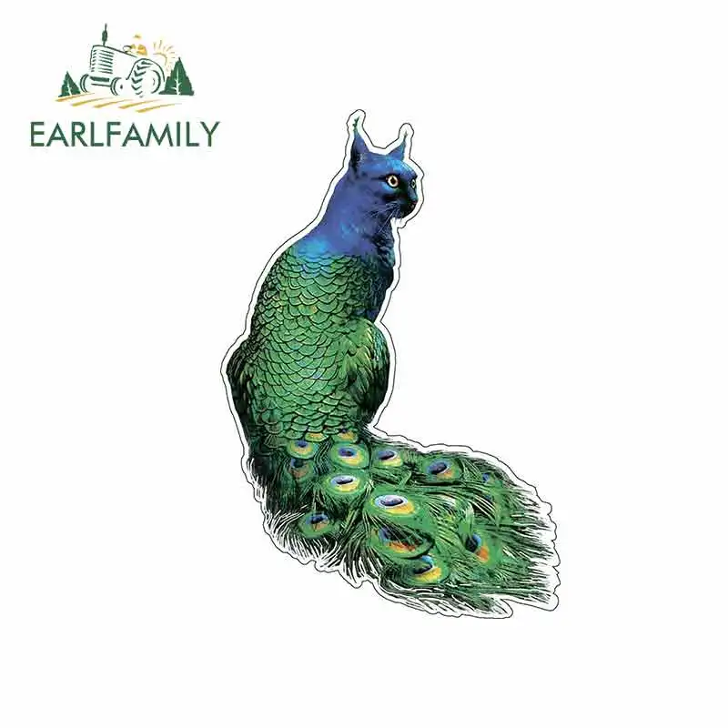

EARLFAMILY 13cm x 8.7cm for Peacat Peacock-Cat Hybrid Animals Car Stickers Vinyl Helmet RV VAN 3D JDM Car Accessories Graphics