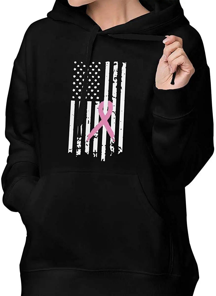 TSDFC Breast Cancer Awareness Flag Women's Hoodie Sweatshirt Sweat Shirt Pullover Hooded Sport |