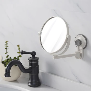 

360 Degree Adjustable Wall Hanging Makeup Mirror Smooth Free Punch Round Easy Install ABS Waterproof Suction Cup Double Sided