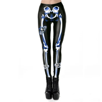 

Funny 3D Print Skull Butterfly Blue Skeleton Halloween Leggings for Women Cute Female Bone Skeleton Leggings Plus Size