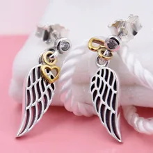 Оригинальное Золотое любовное сердце и руководство кристалл серьги гвоздики для женщин 925 пробы серебряные серьги свадебный подарок Diy ювелирные изделия