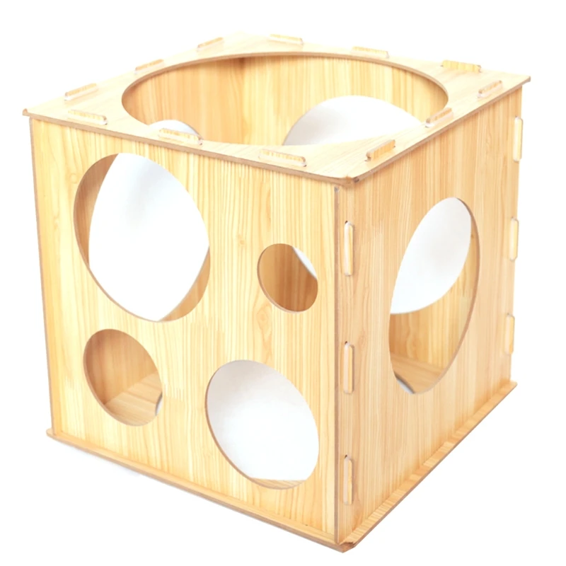 

9 Holes Balloon Sizer Box Wood Square Balloon Measurement Tool for Balloon Arch Kit for Birthday Party Wedding Party Decorations