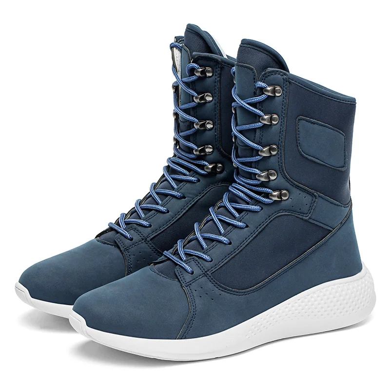 Botas a la moda para hombre, Zapatos de tobillo alto, combina con todo, de tela de cuero Pu, informales, deportivas, HG001
