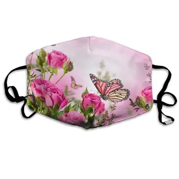 

Mouth Mask Pink Flowers with Butterflies Print Masks - Breathable Adjustable Windproof Mouth-Muffle, Camping Running for Women