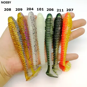 

NOEBY 10pcs/lot Big Paddle Tail Fishing Lures 13g/12cm 7colors T-Tail soft Bait Silicone Bait Artificial Fishing Tackle