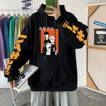 Japão anime haikyuu impresso hoodie dos homens kageyama karasuno impressão moletom nova moda oversize com capuz hip hop velo aconchegante topos