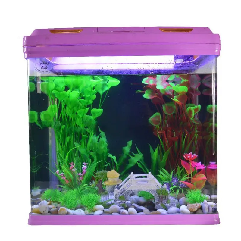 Artificial Plastic Plants Tall Aquarium Decor Safe Fish Tank Decoration Ornament Y5GB
