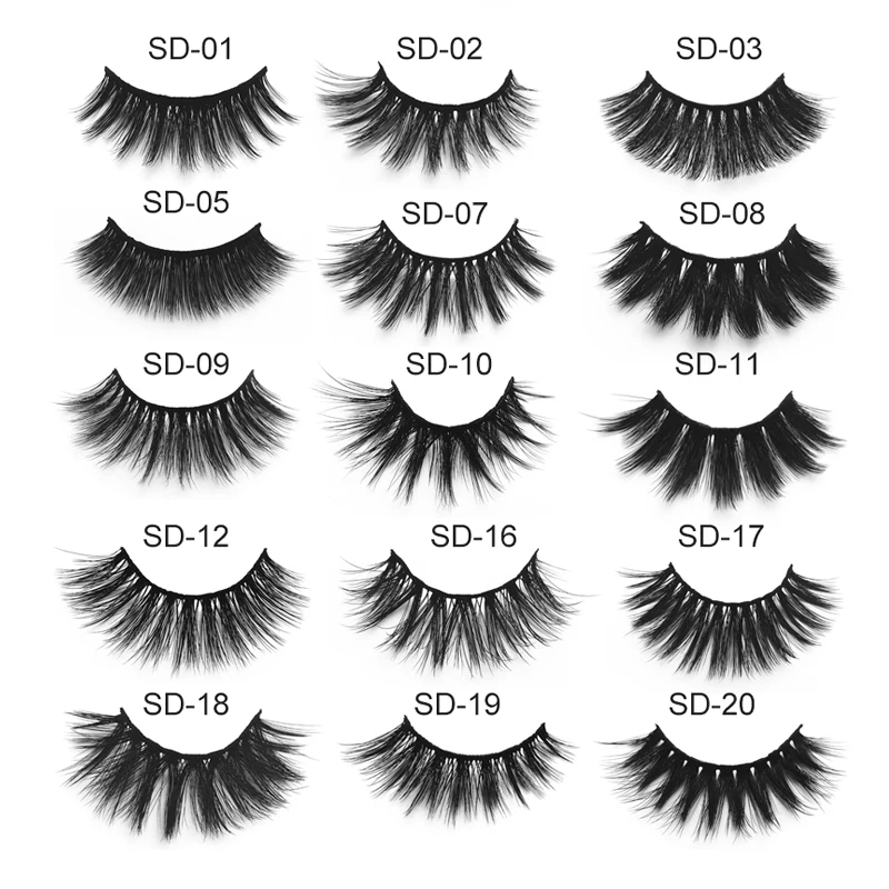 

Free Shipping Flash Girl SD Series Without Logo 21 Styles 3D Mink Natural Handmade Full Strip Eyelashes