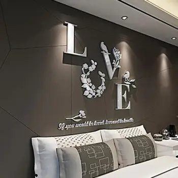 

Colour Living Room Mirror Love Stereoscopic Removable Home Decor Wall Decoration Decal Fashion Love Wall Sticker Beautiful