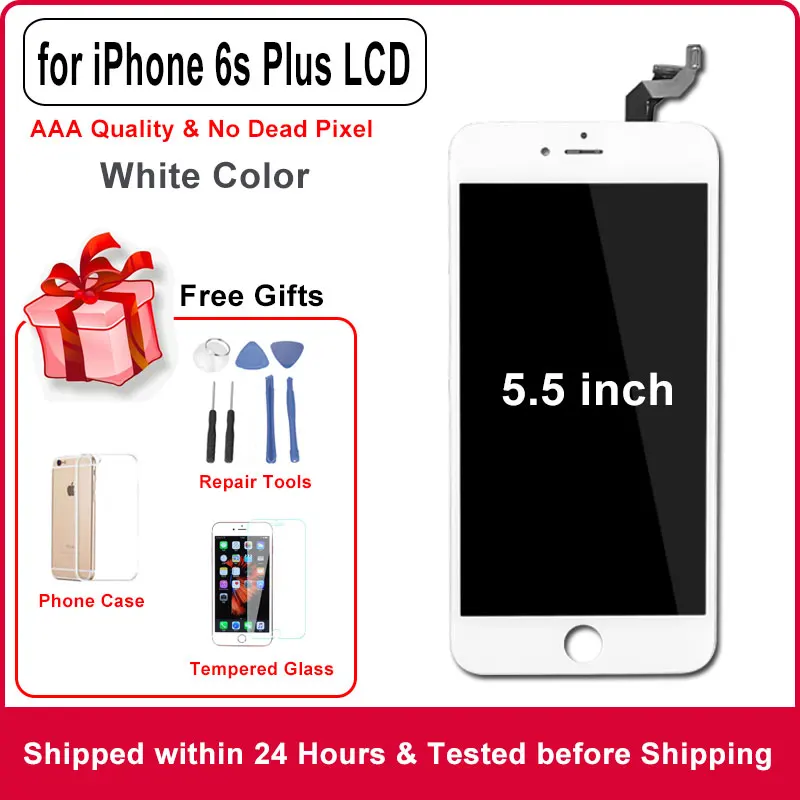 Качественный ЖК-дисплей AAA для iPhone 4, 4S, 5, 5S, SE, 6, 6 S, 6 plus, 6S plus, 7, 7 plus, 8, 8 plus, ЖК-дисплей, сенсорный экран, замена, без битых пикселей - Цвет: for 6s Plus white