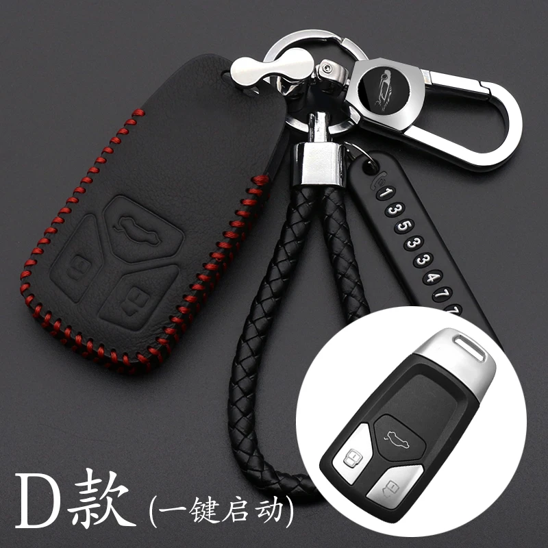 

Leather soft Car Key Cover Case Key Case For AUDI A4 B9 Q5 Q7 TT TTS 8S 2016 2017 car smart remote Car Styling keychain keyring