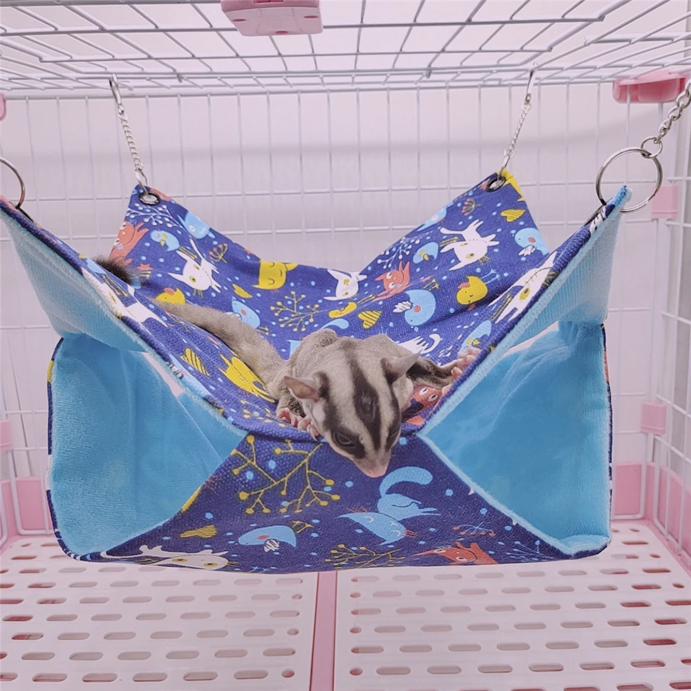 Canvas Summer Double-deck Hammock Cages Bed for Small Animals Pet Guinea Pig Hamster Squirrel Ferret Hedgehog | Дом и сад