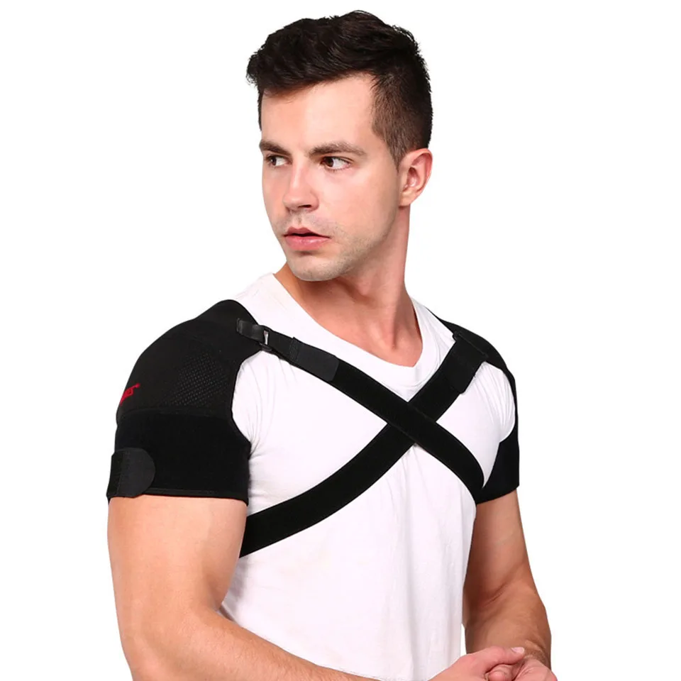 1Pcs Double Shoulder Brace Adjustable Sports Shoulder Support Belt Back  Pain Relief Double Bandage Cross Compression Pain Relief