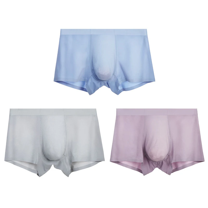IYUNYI 3 шт./партия бесшовное белье для мужчин боксеры шорты ледяной шелк кальсоны слипы U выпуклый пенис мешок мужские трусы