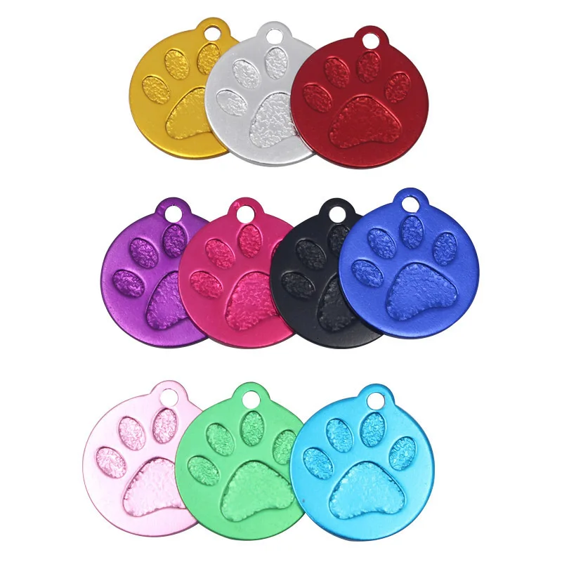 Pawstrip, 2 шт./лот, выгравированные бирки для собак, ошейник для собак, кошек, индивидуальная идентификационная бирка для собак, круглая лапа, персонализированные ошейники для кошек, 23*26 мм
