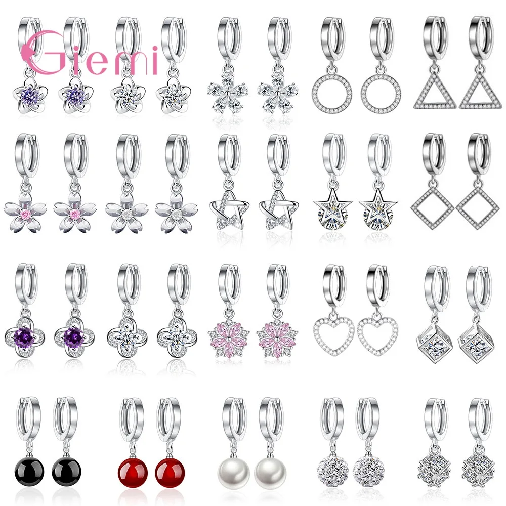 

New Fashion Trendy Original S925 Silver Stylish Full Crystal Luxury Drop Earrings For Women Girls Jewelry Gifts