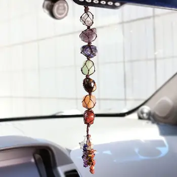 

7 Chakra Artificial Stone Feng Shui Decoration Accessories Tassel Spiritual Hanging Pendant Ornament Charm Car Home Decor
