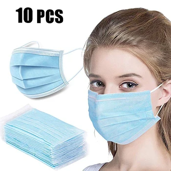 

10 PCS Daily Use Disposable Three Layers Protection Masks Dust-proof Ventilation Mouth Masks Filter Bacteria Civil Masks