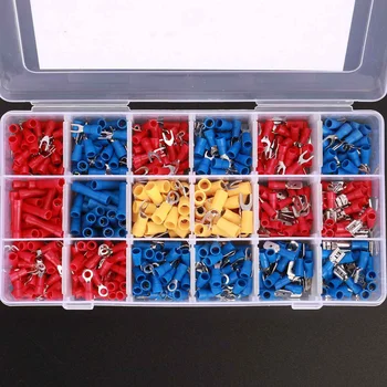 

520x Wire Connector Terminals Spade Butt Ring Electrical Connector 22-10 Gauge Wire Connector Terminal Kit with Storage box