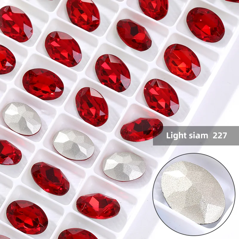 Shining Oval Crystal Strass AB Color K9 Glass Rhinestone for Jewelry Craft Glue on Clothes Decoration Loose Rhinestone Crystals 
